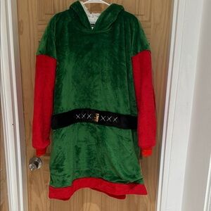 Kids Elf Costume with Hood - Green and Red